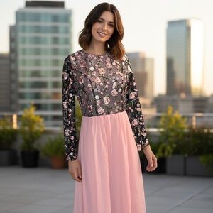 New Women’s Dress size 10 pink embroidered flowers